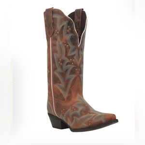 Laredo Brown and Blue Heeled Boots